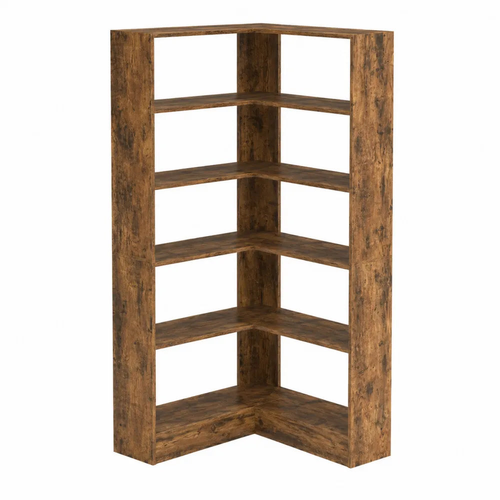Étagère d'angle bois marron 160 cm