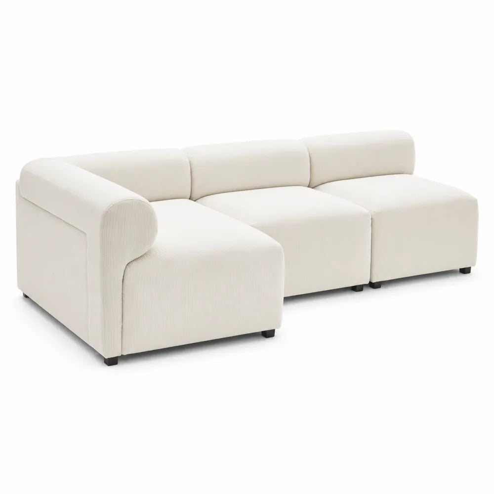 Canapé d'angle modulable en tissu crème