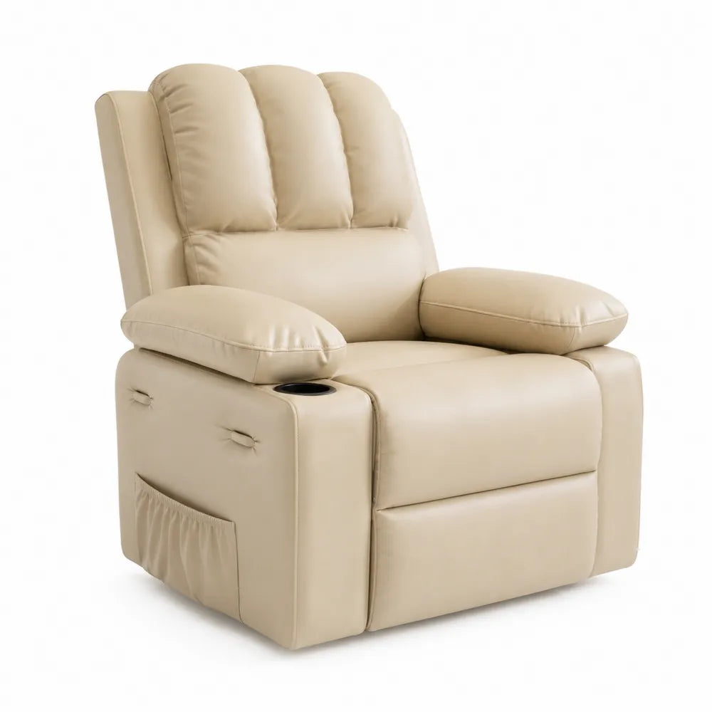 Fauteuil inclinable en cuir synthétique beige