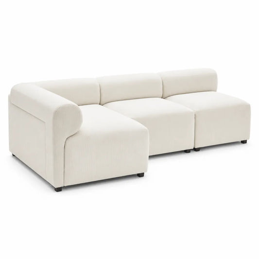 Canapé d'angle modulable en tissu crème