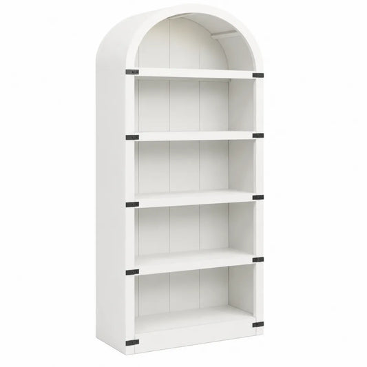 Étagère en bois blanc à 4 niveaux voûtée