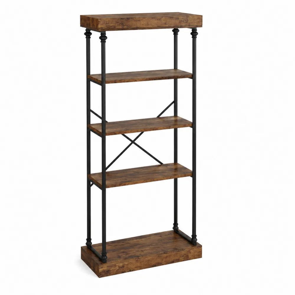 Étagère en bois et métal 5 niveaux 180x90x35cm