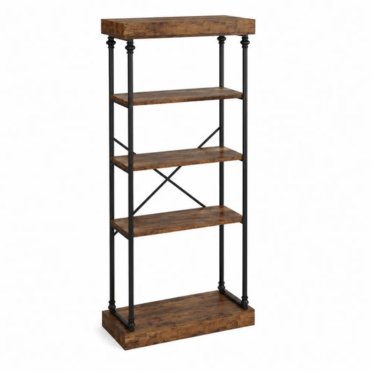 Étagère en bois et métal 5 niveaux 180x90x35cm