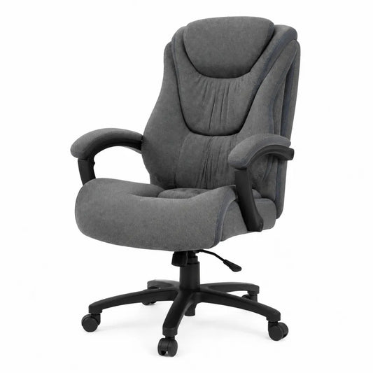 Chaise de bureau en tissu gris avec base pivotante